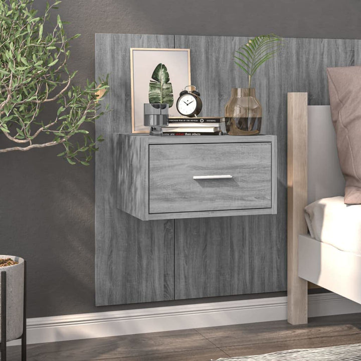 WIFESE Wand-Nachttisch Grau Sonoma Holzwerkstoff 48,5x32,5x80 cm Nachtschrank Nachtkästchen Bedside