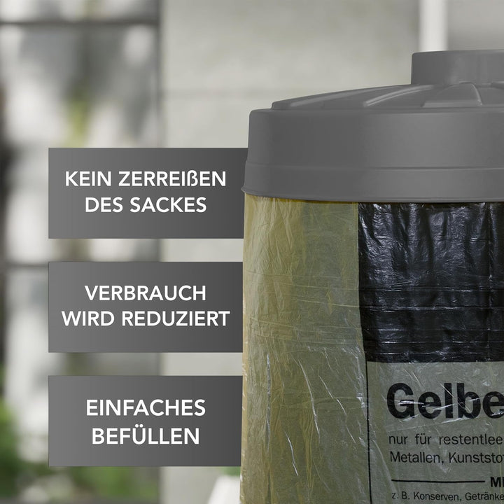 Sacktonne schwarz mit grauem Deckel - für Gelber Sack Ständer Müllsackständer, Müllständer, Wertstof