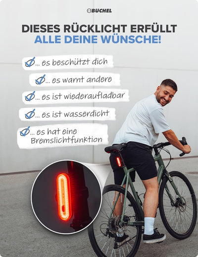Büchel Fahrrad Rücklicht LED I Aufladbar I StVZO zugelassen I Rücklicht Fahrrad, Rücklicht Ebike, Fa
