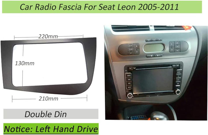 KAOLALI Doppel-DIN-Radio-Rahmen, kompatibel mit Seat Leon 2005–2012 Stereo-Armaturenbrett-Montage-Ki