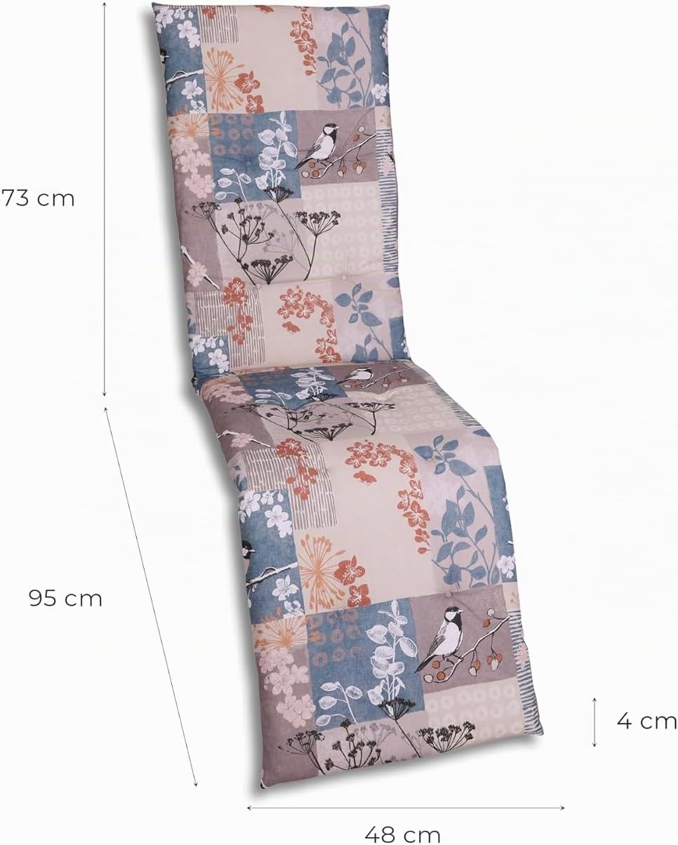 Bequeme und attraktive Polsterauflagen für Relaxliegen (Einzelset, Blattmotiv-Natur Taupe, Relaxaufl