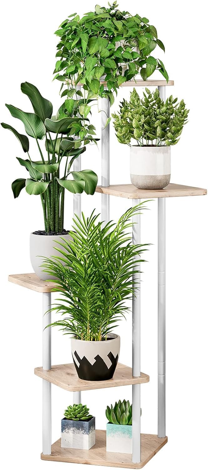 5-stufiges Pflanzenregal aus Metall für mehrere Pflanzen, hohe Eckblumenhalter für Terrasse, Garten,