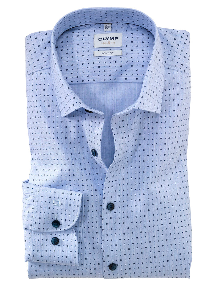 OLYMP Herren Businesshemd Level Five,Rotationsdruck,Body fit,New York Kent-2 39 Hellblau, 39 Hellbla