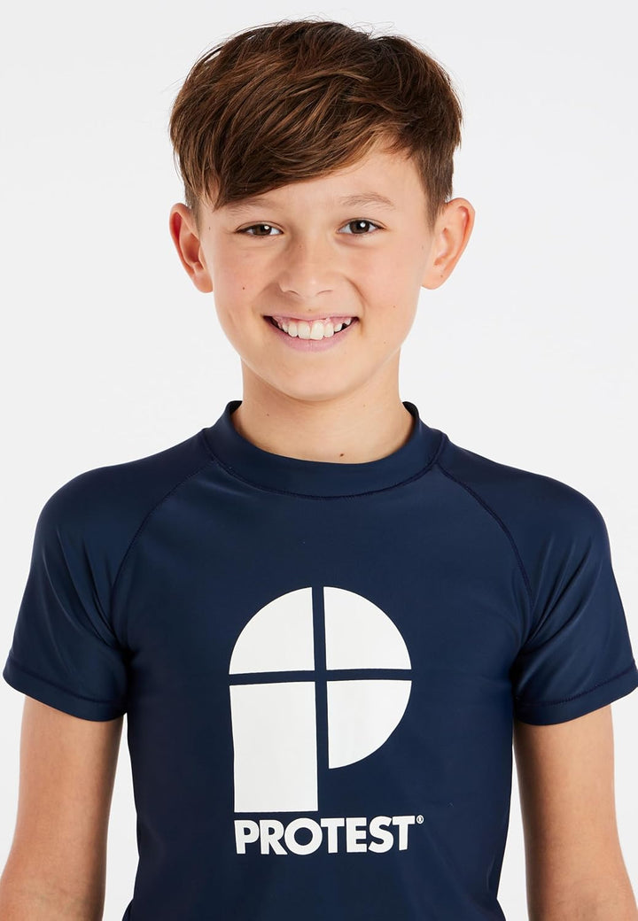 Protest Jungen Rashguard Short Sleeve PRTBERENT JR Upf-50-Schutz Und PFC-Frei Night SkyBlue 116