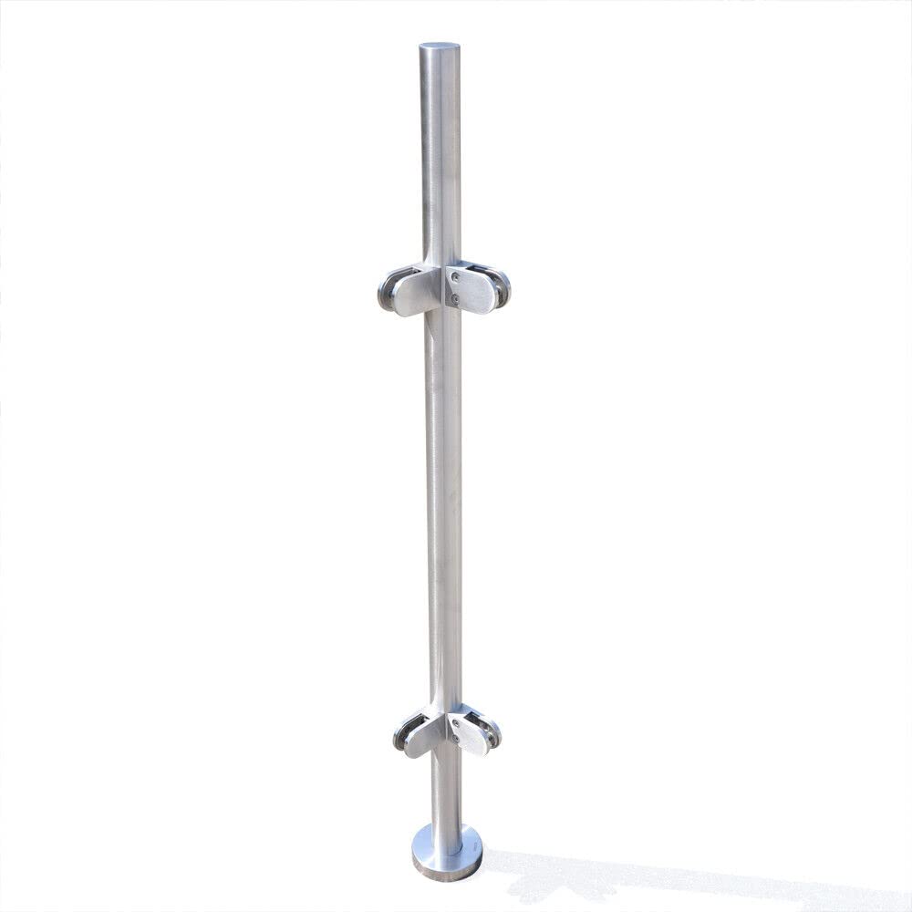Treppengeländer 110 cm, Geländerpfosten aus Glas, Geländerpfosten, Glashalter Edelstahl, Balkongelän