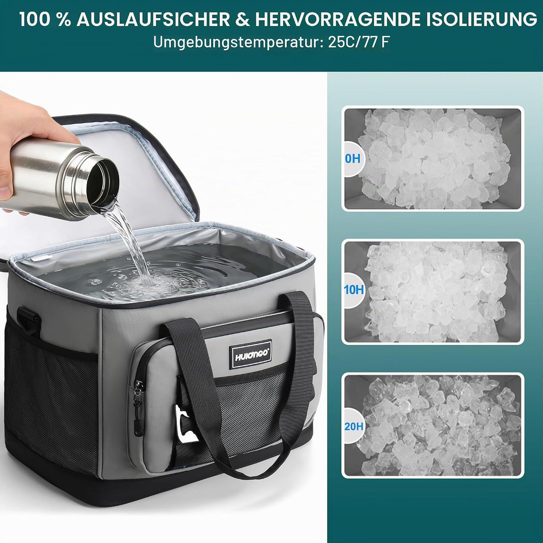 Hulongo Kühltasche, 30 L grosse isolierte Kühltasche, wasserdichte Thermotasche für Picknicks, ausla