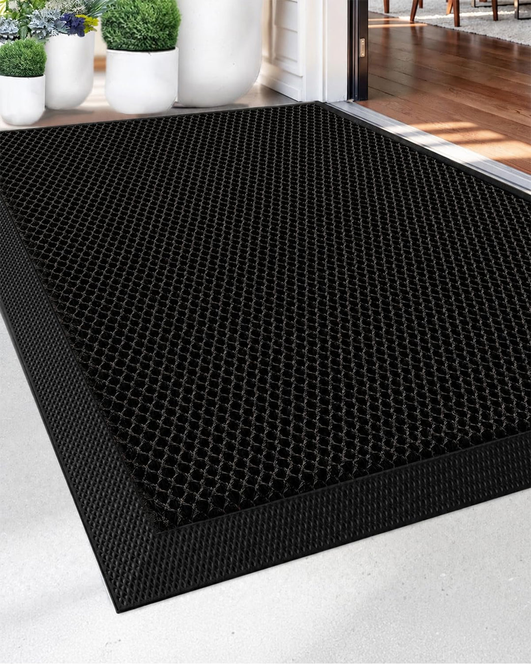 Fussmatte Aussen 43 x 76 cm, rutschfeste Silikon Schmutzfangmatte, Langlebig Fussabtreter Aussenbere
