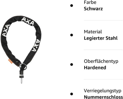 Axa 2231022715 - Kettenschloss Kettenschloss Schwarz 140 cm & M-Wave SPY Space Fahrradspiegel, schwa