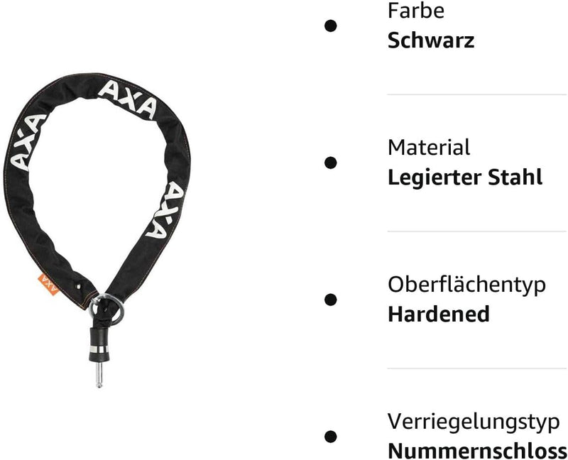 Axa 2231022715 - Kettenschloss Kettenschloss Schwarz 140 cm & M-Wave SPY Space Fahrradspiegel, schwa