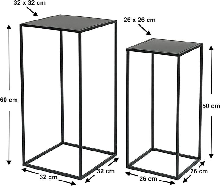 DanDiBo Blumenhocker Metall Schwarz Eckig Blumenständer Beistelltisch 96312 2er Set Blumensäule Mode