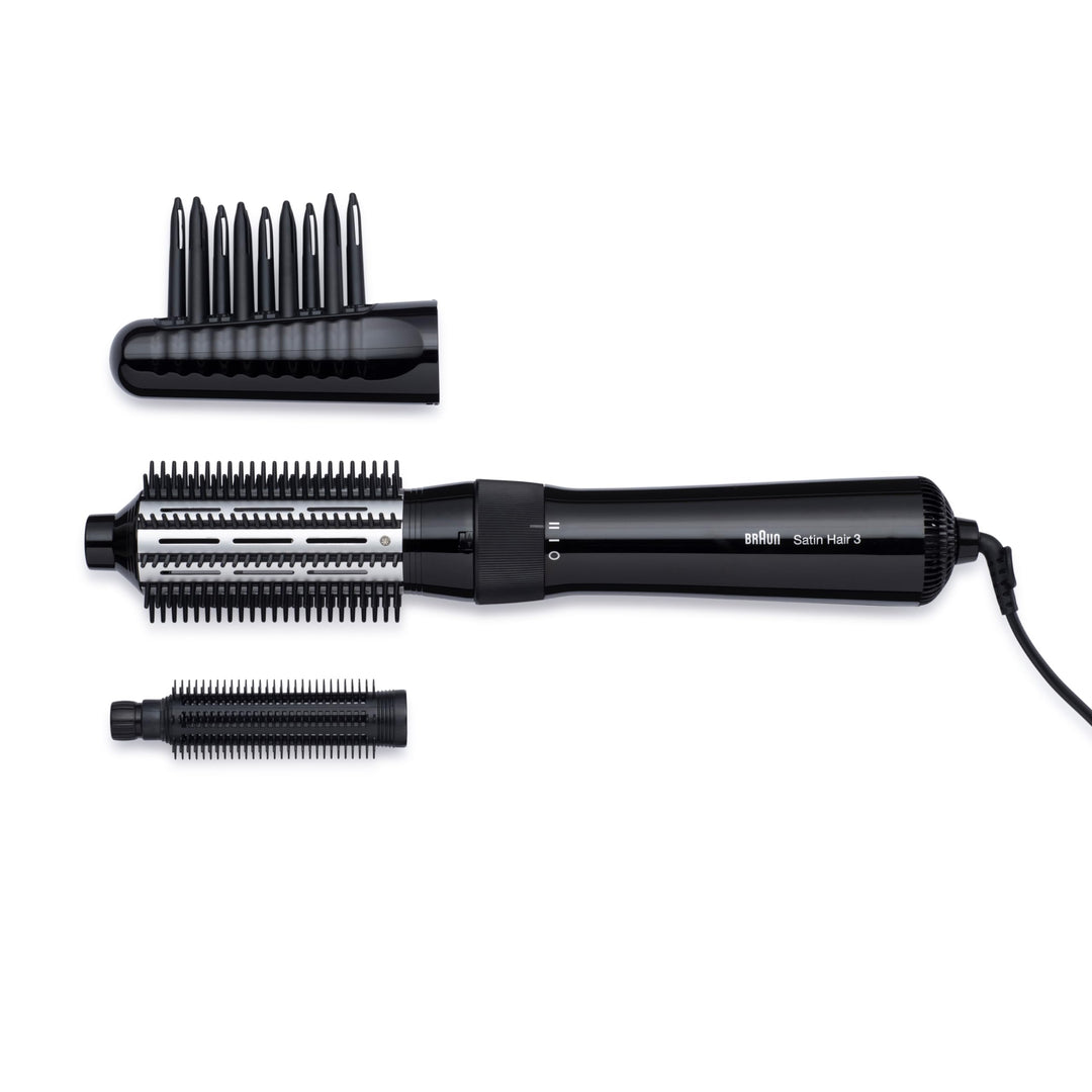 Braun Satin Hair 3 Warmluft-Lockenbürste, inkl. Kamm- und Bürstenaufsatz, AS 330, schwarz, 1er Pack,