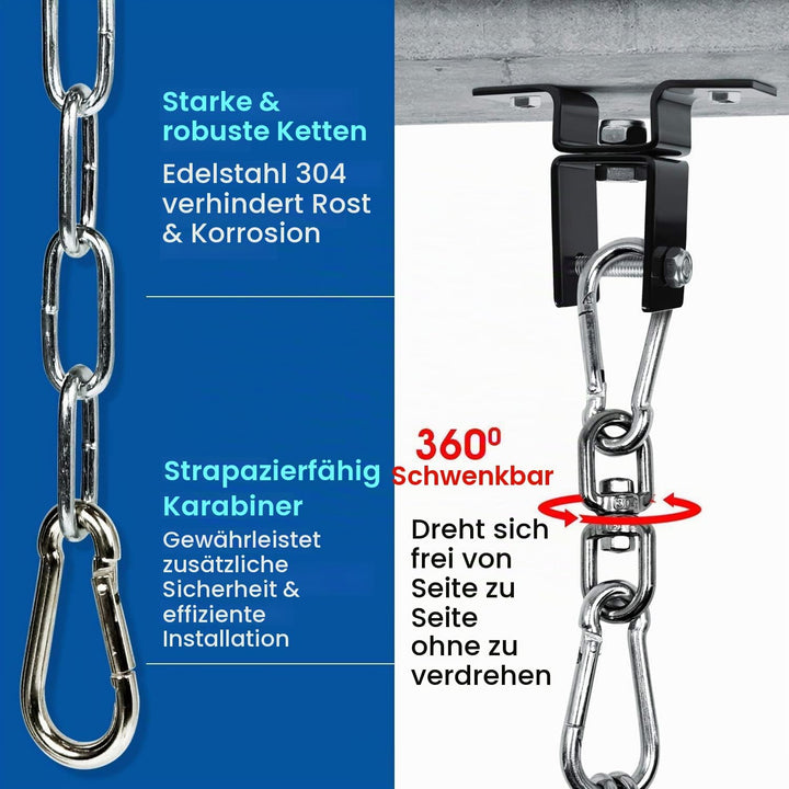 Yes4All Premium 4-Punkt Stahlkette für Boxsäcke und Deckenhaken Aufhängung - 360° Rotation - Boxsack