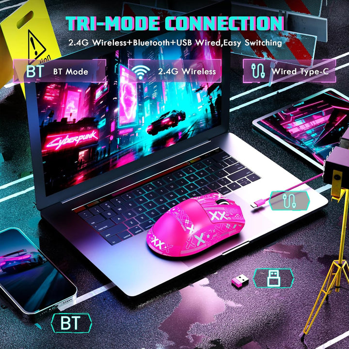 MAMBASNAKE X ATTACKSHARK V3 Kabellose Gaming-Maus mit Band,65g leicht,geteiltes Design für Rechtshän