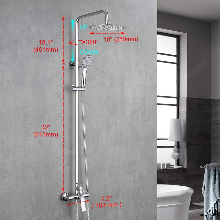 Ibergrif Praga - Duschsystem mit Regendusche, Brauseschlauch, Handbrause, Brausehalter, Duschstange,