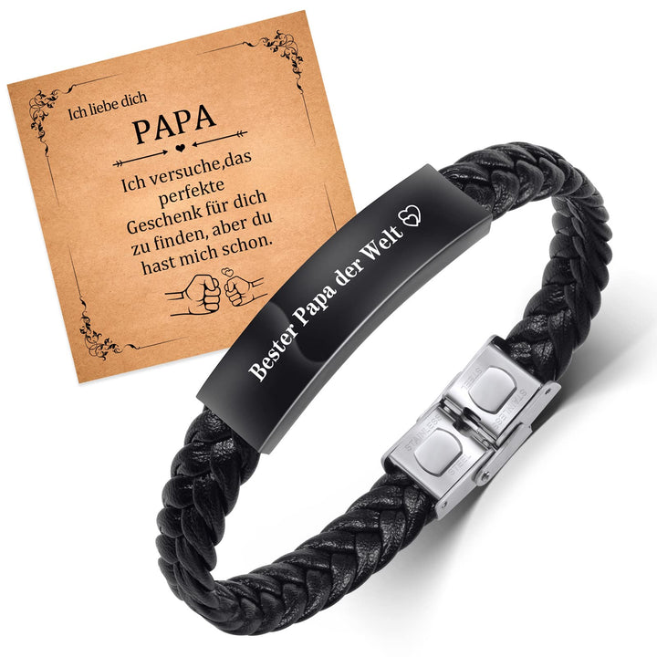 CheersLife Knotenarmband Geschenk Für Männer Braun Geflochtenes Leder Edelstahl Unendlichkeit Armbän