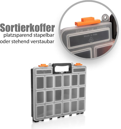 BigDean 5 Stück Sortimentskasten stapelbar 38x33x6cm praktische Sortierbox mit 16 Fächern – Werkzeug