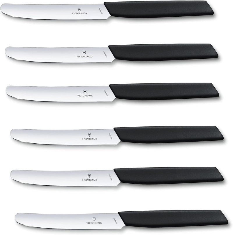 Victorinox 6 Stück Tafelmesser - Tomatenmesser Swiss Modern ohne Wellenschliff rostfrei - Swiss Made