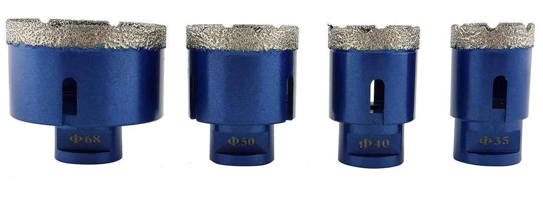 PRODIAMANT Diamantbohrer Set Fliese Feinsteinzeug trocken 4-teilig 35 mm, 40 mm, 50 mm, 68 mm x M14