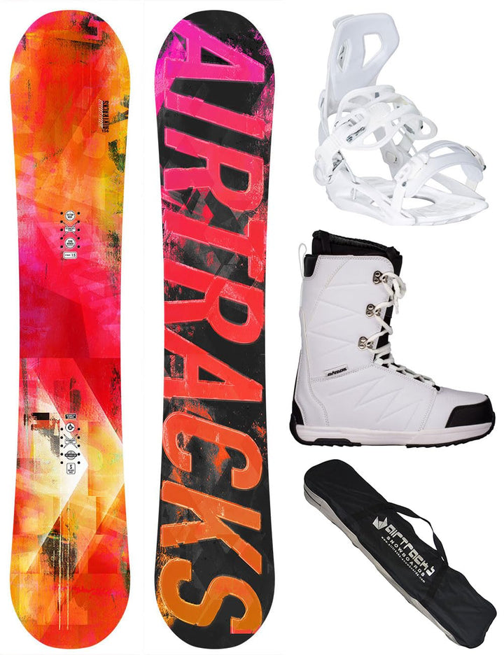 Airtracks Damen Snowboard-Set Morioirs Flat Zero Rocker + Bindung Master W Fastec + Boots + Sb Bag 1
