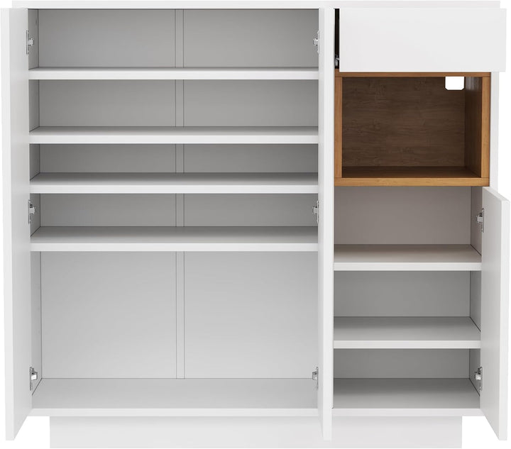 Merax Moderner Schuhschrank, 105 x 39,5 x 100,5 cm, mit LED in 16 Farben, verstellbare Regale für 14