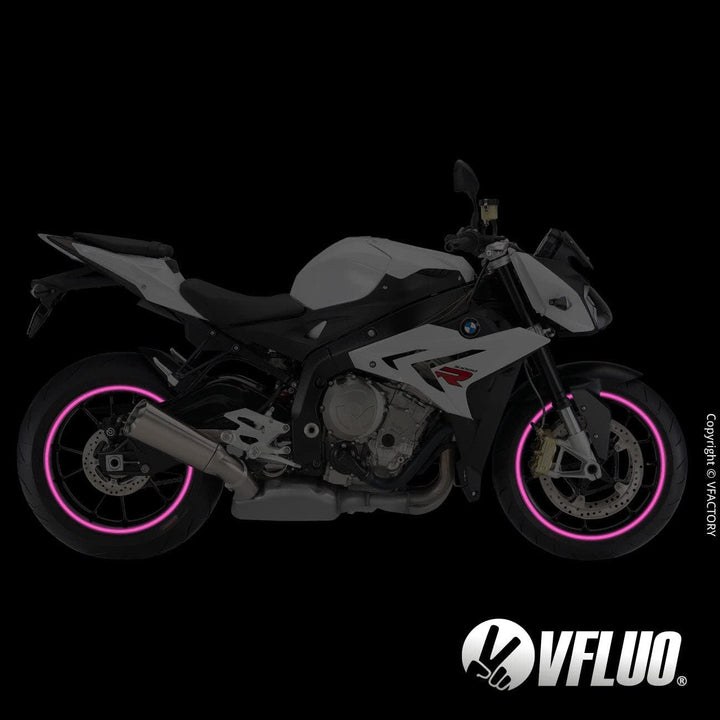 VFLUO - Kit Reflektierende Felgenrandaufkleber Motorrad, Aufkleber für 1 Rad 3M™-Technologie™, 360°-