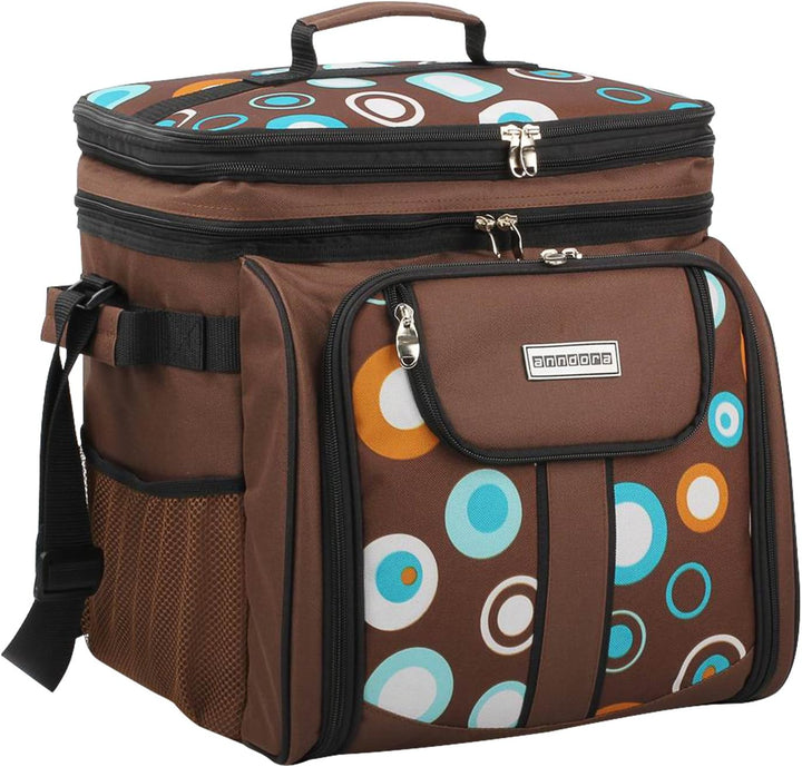 anndora Picknicktasche braun Retro Kühltasche inkl. Zubehör 4 Personen 29 Teile