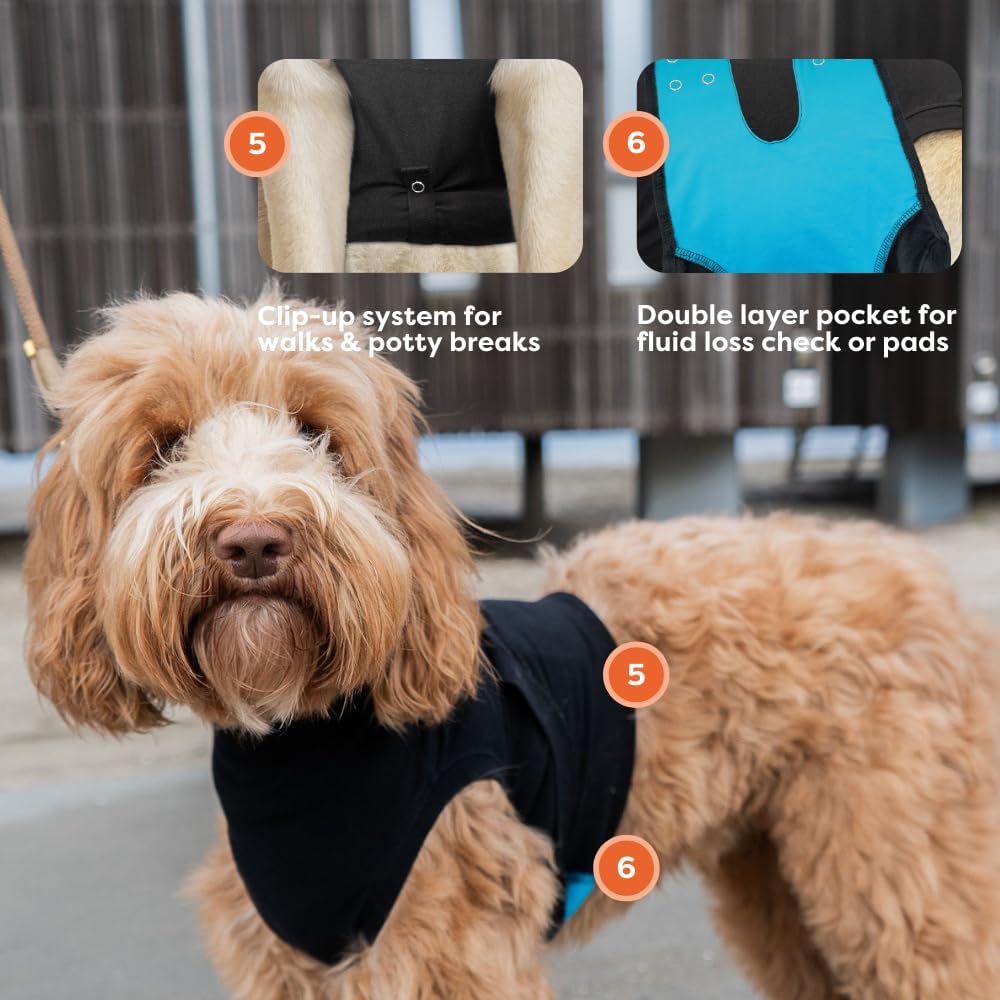 Suitical Recovery Suit Hund, XXL, Schwarz Schwarz XXL, Schwarz XXL