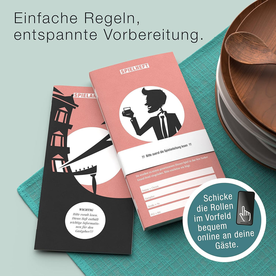 CULINARIO MORTALE® – Mord im Grand Hotel - Krimidinner für Zuhause für 6 bis 8 Personen - unterhalts