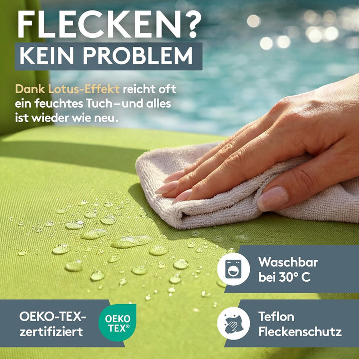 LILENO HOME Gartenstuhl Auflagen [1er Set - Hochlehner] in Apfelgrün - Bequeme Liegen als Sitzauflag