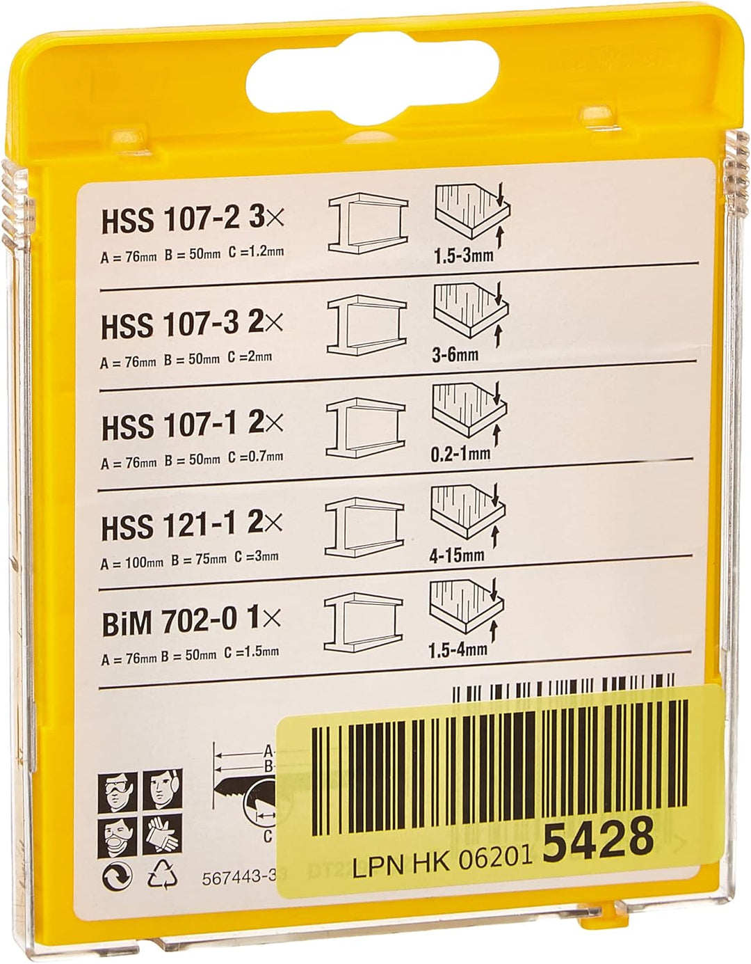 DEWALT HSS Stichsägenblätter (10-tlg., für Metall) DT2292