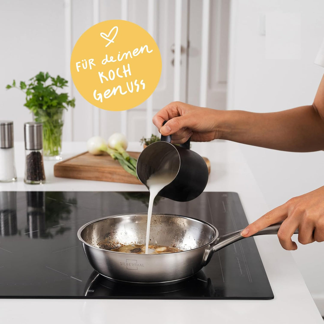 SILBERTHAL Edelstahl Pfanne Unbeschichtet - Induktion - Profi Bratpfanne 20cm - Röstaromen - Ofenfes