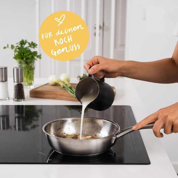 SILBERTHAL Edelstahl Pfanne Unbeschichtet - Induktion - Profi Bratpfanne 20cm - Röstaromen - Ofenfes