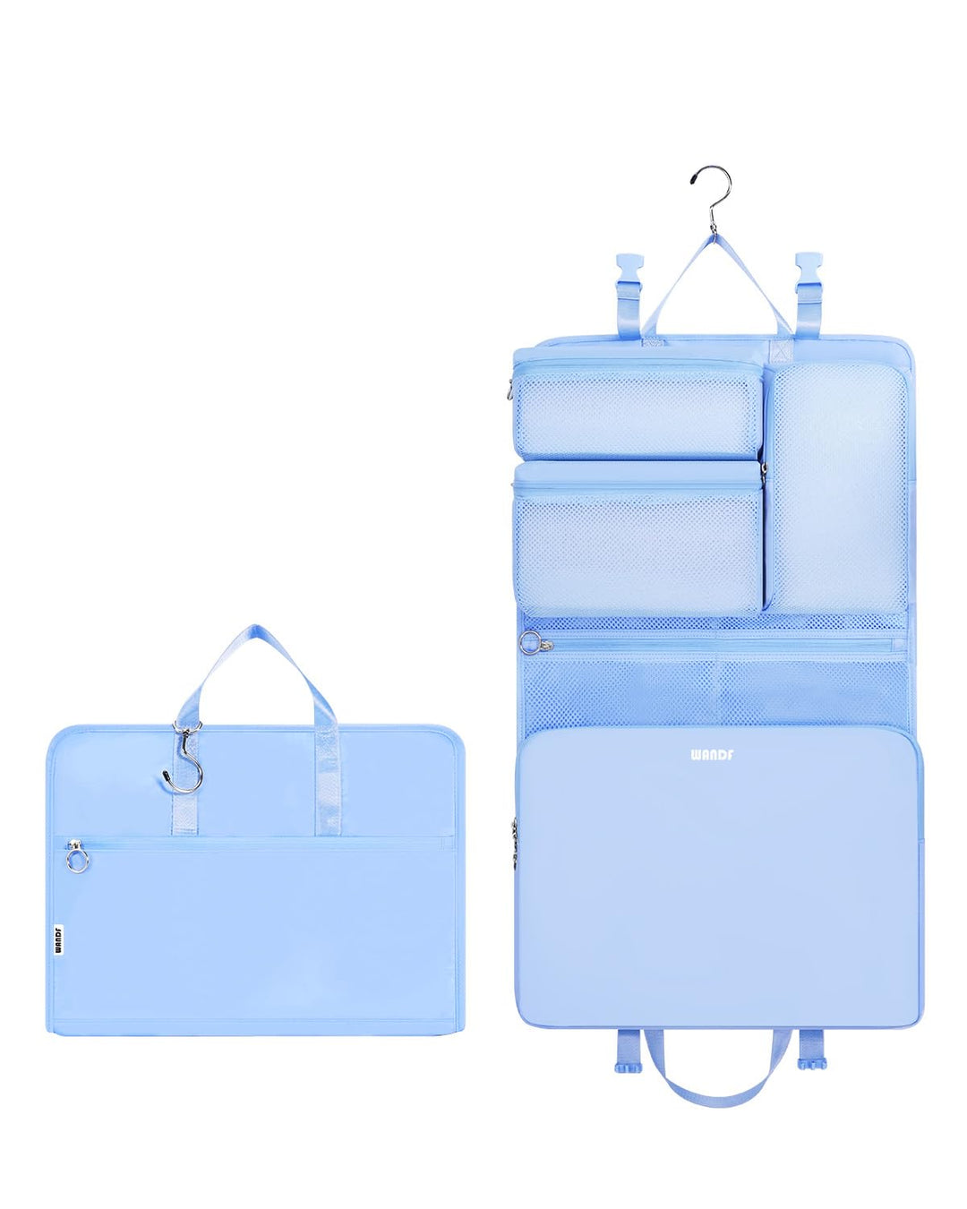 WANDF 6-in-1 Packing Cubes Koffer Organizer mit 360°-Aufhängehaken, Wasserabweisende Packwürfel Komp
