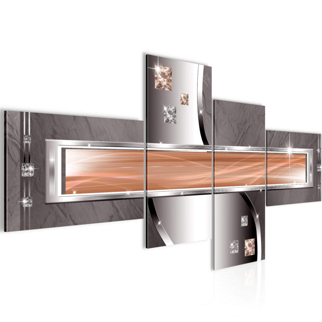 Runa Art Bild Modern Abstrakt - Made in Germany - Wandbilder Diamant Orange Grau 4 Teilig 021242a 10
