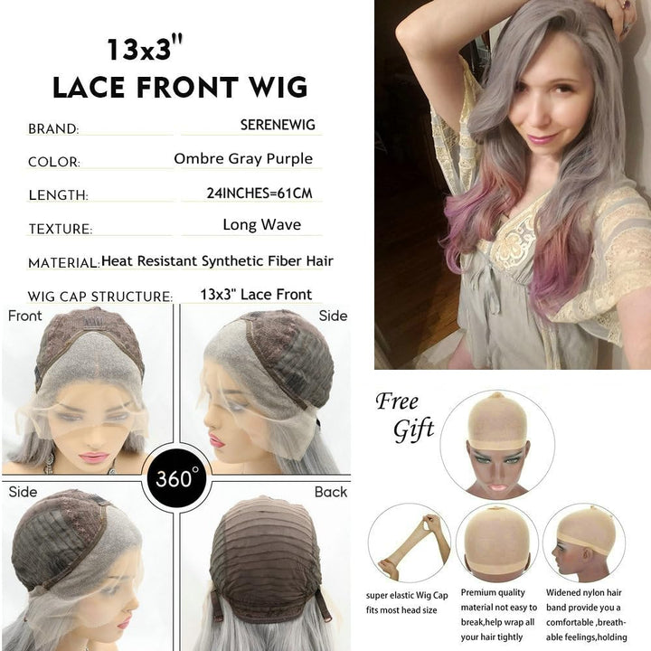 Mermaid Wig Natural Hairline Side Part Synthetic Lace Front Wigs For Drag Queen Mixed Colorful Body