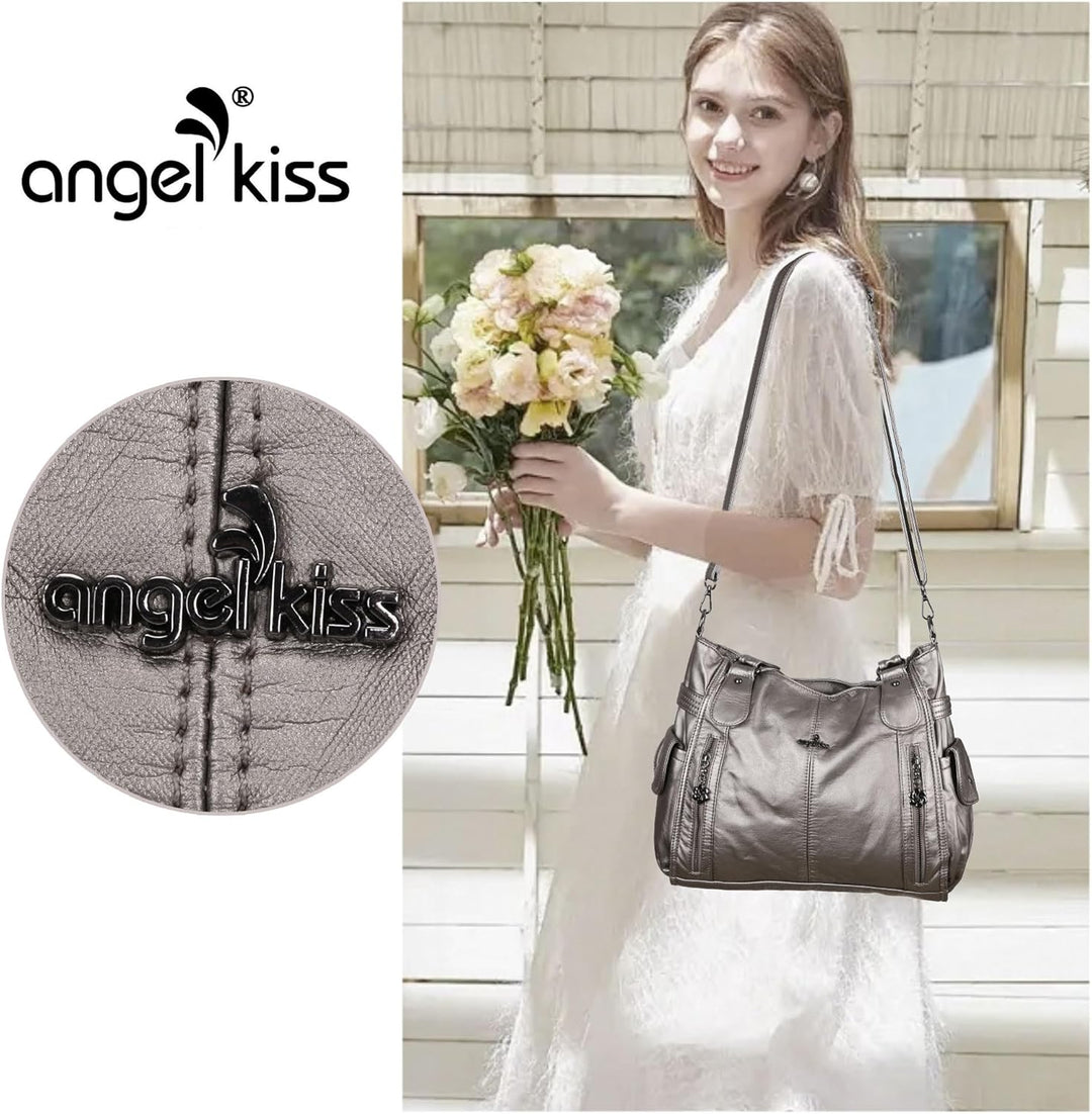 ZOCAI AngelKiss Handtasche Damen Schultertasche Multifunktionale Umhängetaschen Gewaschenes Veganes
