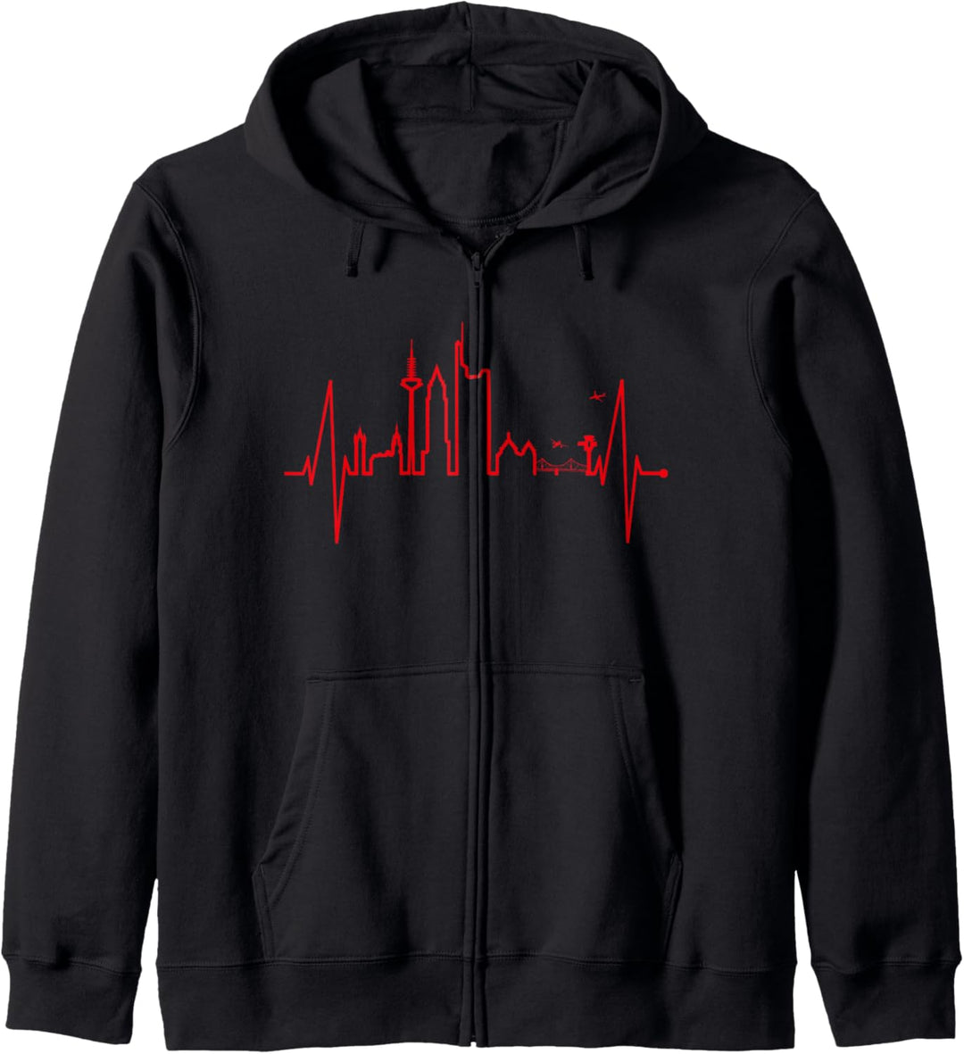 Frankfurt Skyline Herzschlag Fan Ich Liebe Frankfurt Am Main Kapuzenjacke