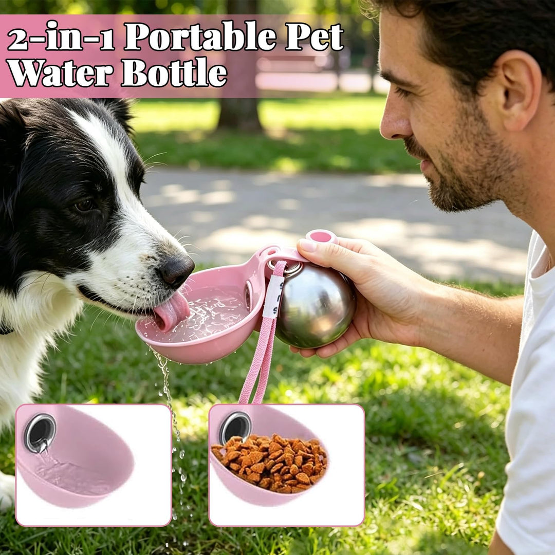 Trinkflasche Hunde für Unterwegs, 285ml Edelstahl Wasserflasche für Hunde, 2 in 1 Tragbarer Tumbler