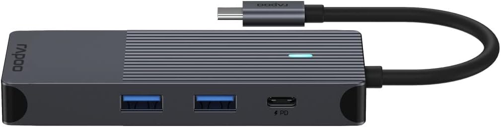 Rapoo UCM-2004 USB-C Multiport Adapter 8-in-1, 100W Power Delievery, 4k HDMI, 1 Gbps LAN, 1 USB-C un