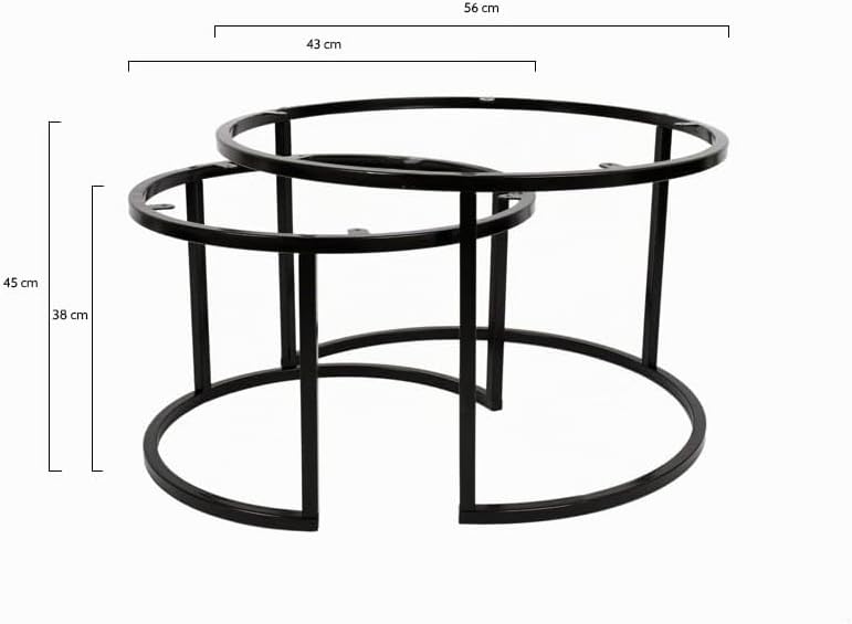MaximaVida metalen salontafel Frame Set Chicago - 58 cm en 45 cm 56,5 x 56,5 x 45 / 43,5 x 43,5 x 38