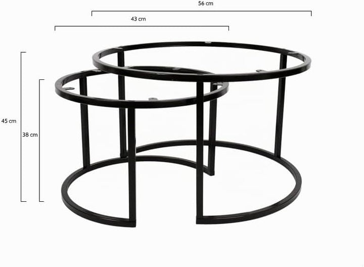 MaximaVida metalen salontafel Frame Set Chicago - 58 cm en 45 cm 56,5 x 56,5 x 45 / 43,5 x 43,5 x 38