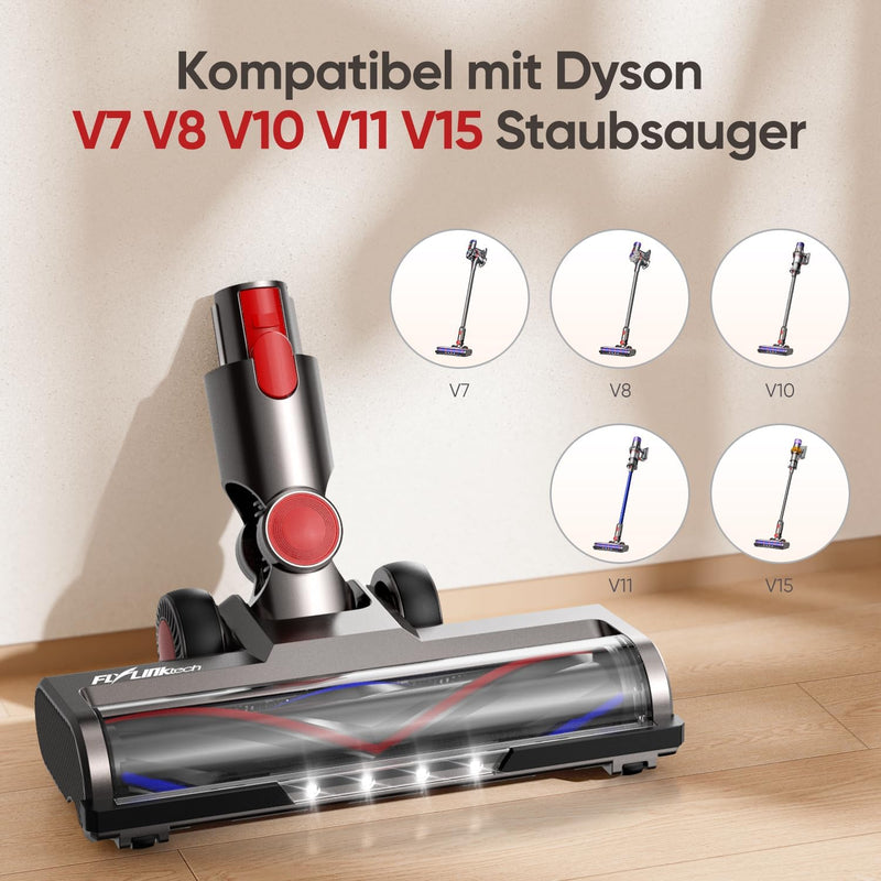 FLYLINKTECH Bürste kompatibel für Dyson V7, V8, V10, V11, V15,Bürste mit 4-LED-Leuchten, Bürste mit