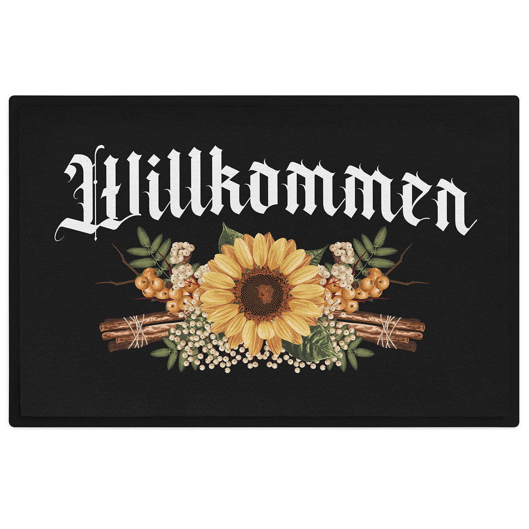 Trendation - Willkommen Fussmatte Grafik Schmutzfangmatte Geschenk Aussen Innenbereich 60x40 cm Wasc