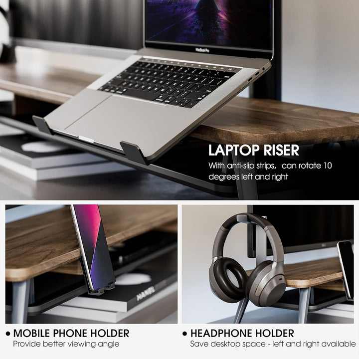 Fenge Dual Monitorständer mit Laptop Halterung/Telefon Halter/Headset Halterung, 2 Etagen Gross Mult
