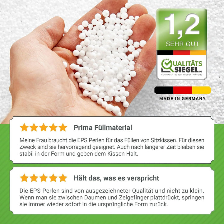 Green Bean© 200 Liter Hochwertige EPS Perlen aus Deutscher Produktion für Sitzsack-Füllung | Styropo