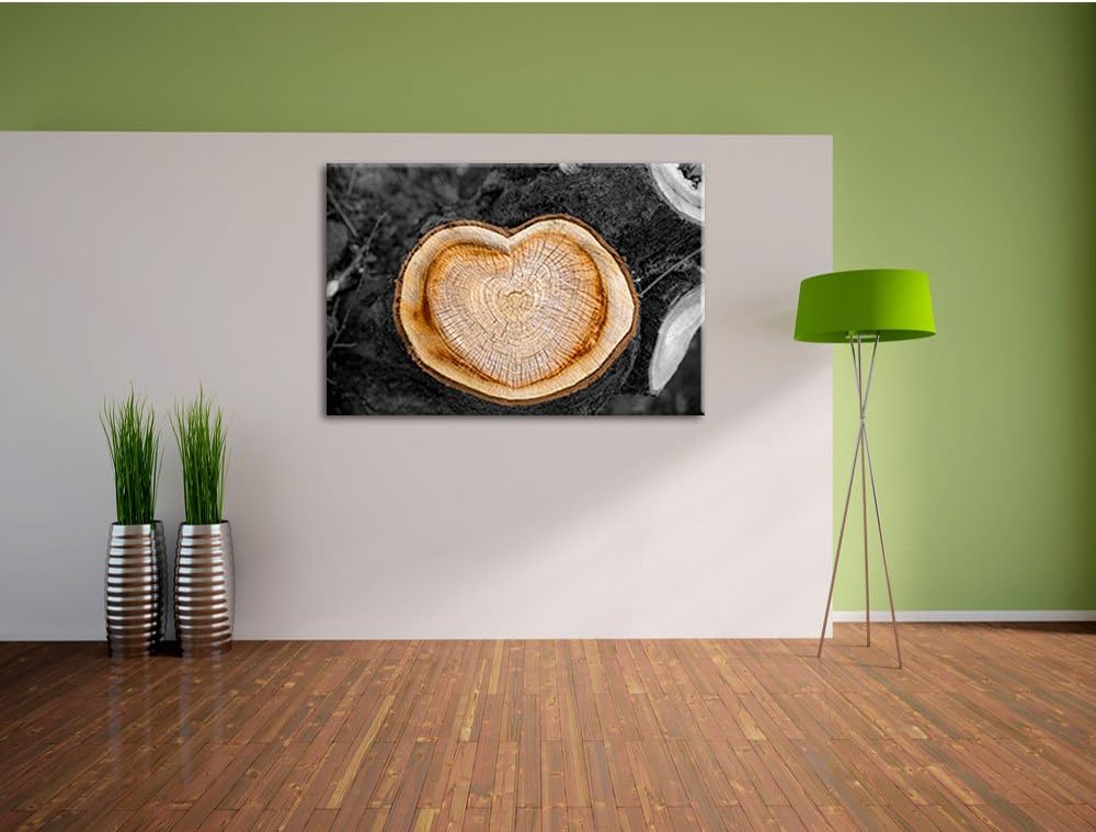 Pixxprint Jahresringe am Baumstamm / 100x70cm Leinwandbild bespannt auf Holzrahmen/Wandbild Kunstdru