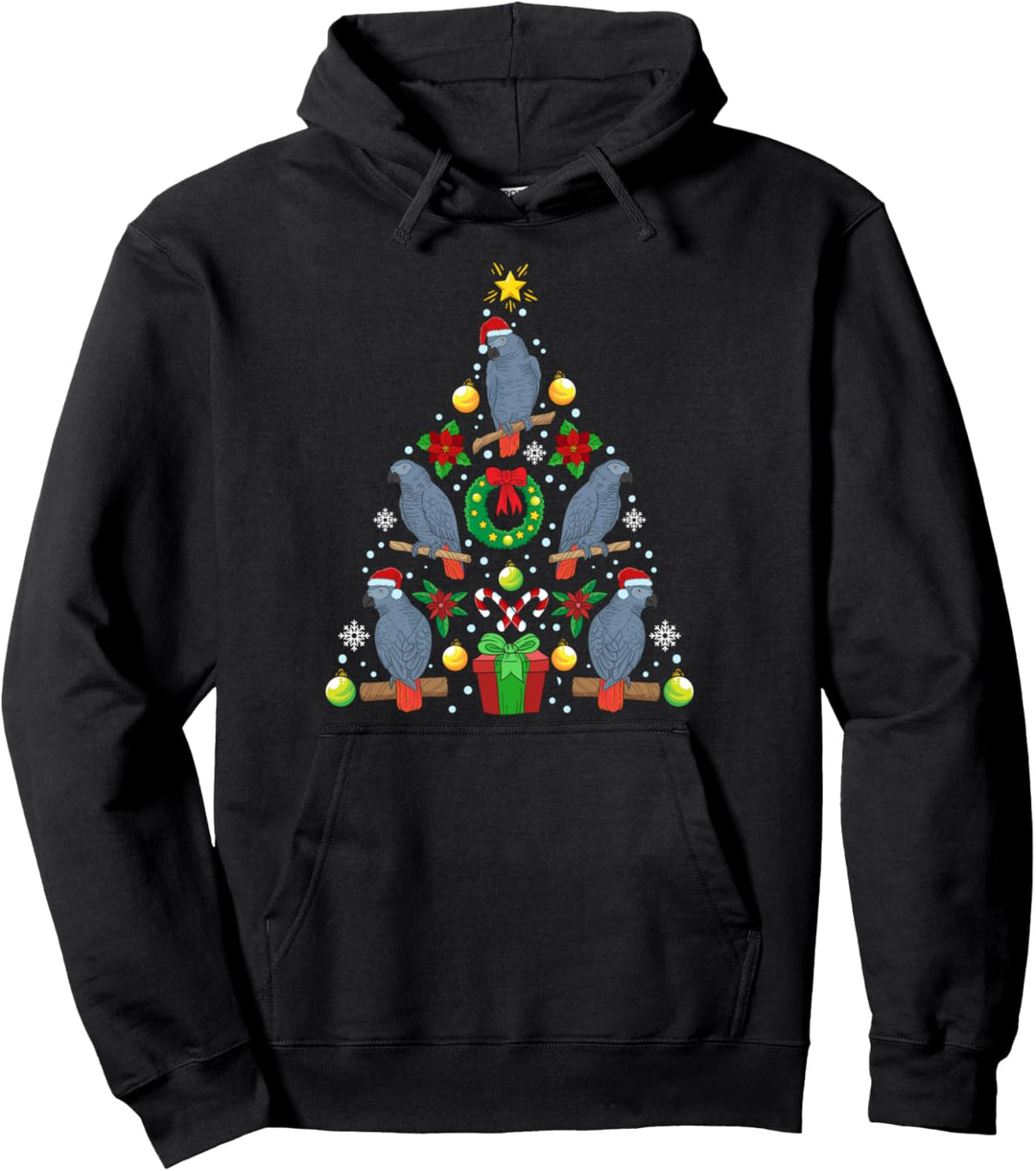 Graupapagei Weihnachtsbaum Vogel Weihnachten Geschenk Pullover Hoodie