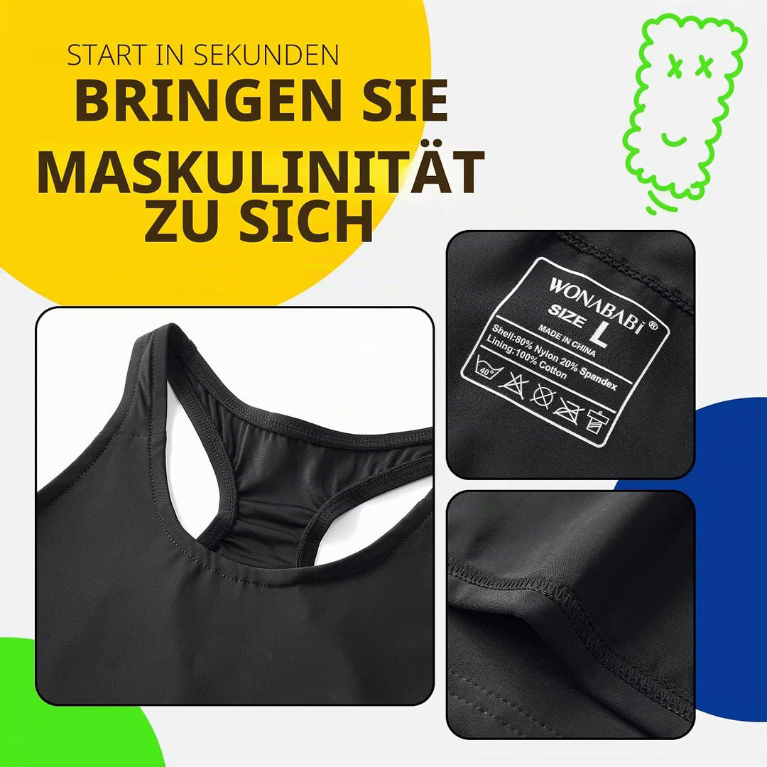 Wonababi Brustbinder, ultraflacher Transbinder mit Pull-on-FTM-Binder-BH Schwarz L, Schwarz L