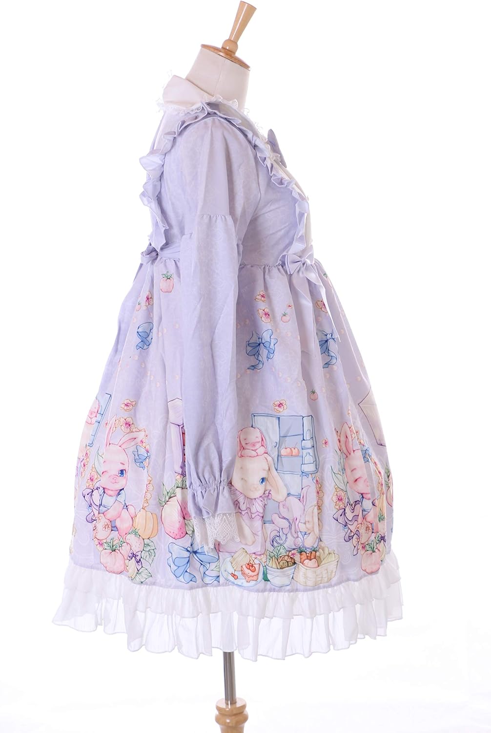 JSK-76-2 Lila Erdbeer Obst Hase Blumen Schleife Langarm Kleid Pastel Goth Lolita Cosplay Kostüm Kawa