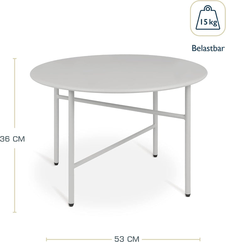 Beistelltisch Outdoor Gartentisch Rund Ø 53 cm Tischplatte Kratzfest – Stabiler Wohnzimmer Couchtisc